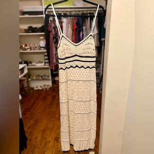 Commense Crochet Dress - Off-White/Black - Size LARGE